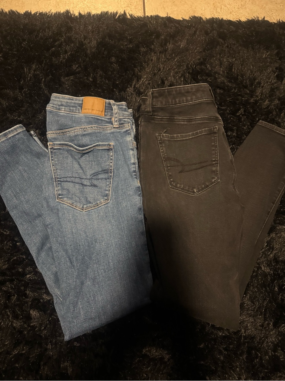 American Eagle Outfitters Skinny Jeans - Blue Denim & Black